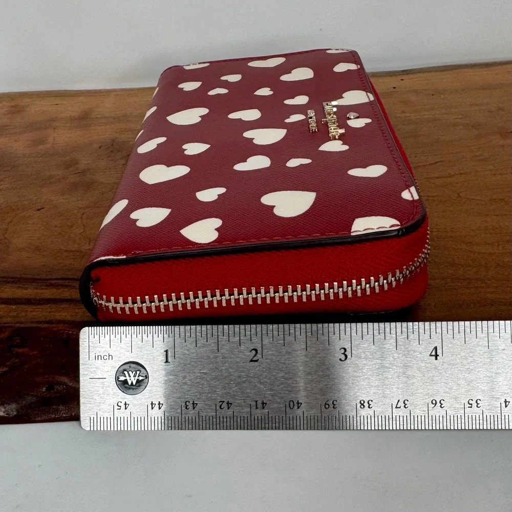 Kate Spade New York Staci Heart Large Continental Wallet Red White Zip Around
